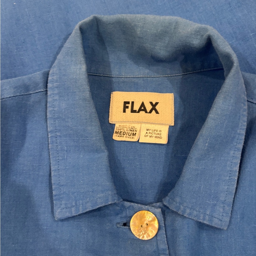 FLAX Blue Linen Button Up - Picture 8 of 8